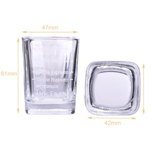 Load image into Gallery viewer, two barista shot glasses with dimensions . double espresso and single espresso as well as single ristretto and double ristretto is marked. small espresoo shot glass, which fits under every espresso or coffee machine.